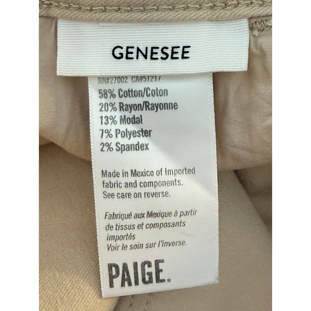 Paige Genesee High Rise Wide Leg Jeans Sandie Beige Tan Size 4 26 8738C67-643 - Picture 4 of 7